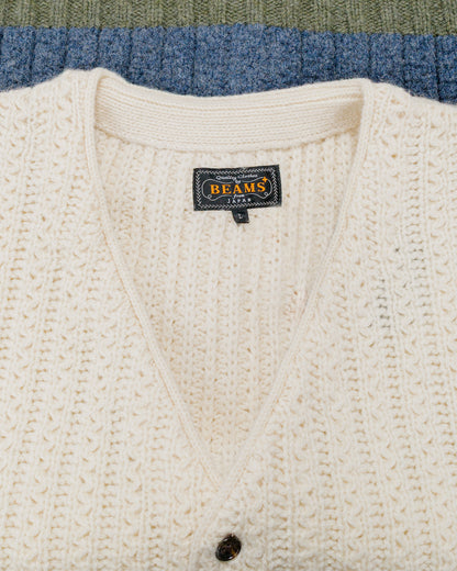 lost & found Beams Plus Beams Plus Hem Line Cardigan White