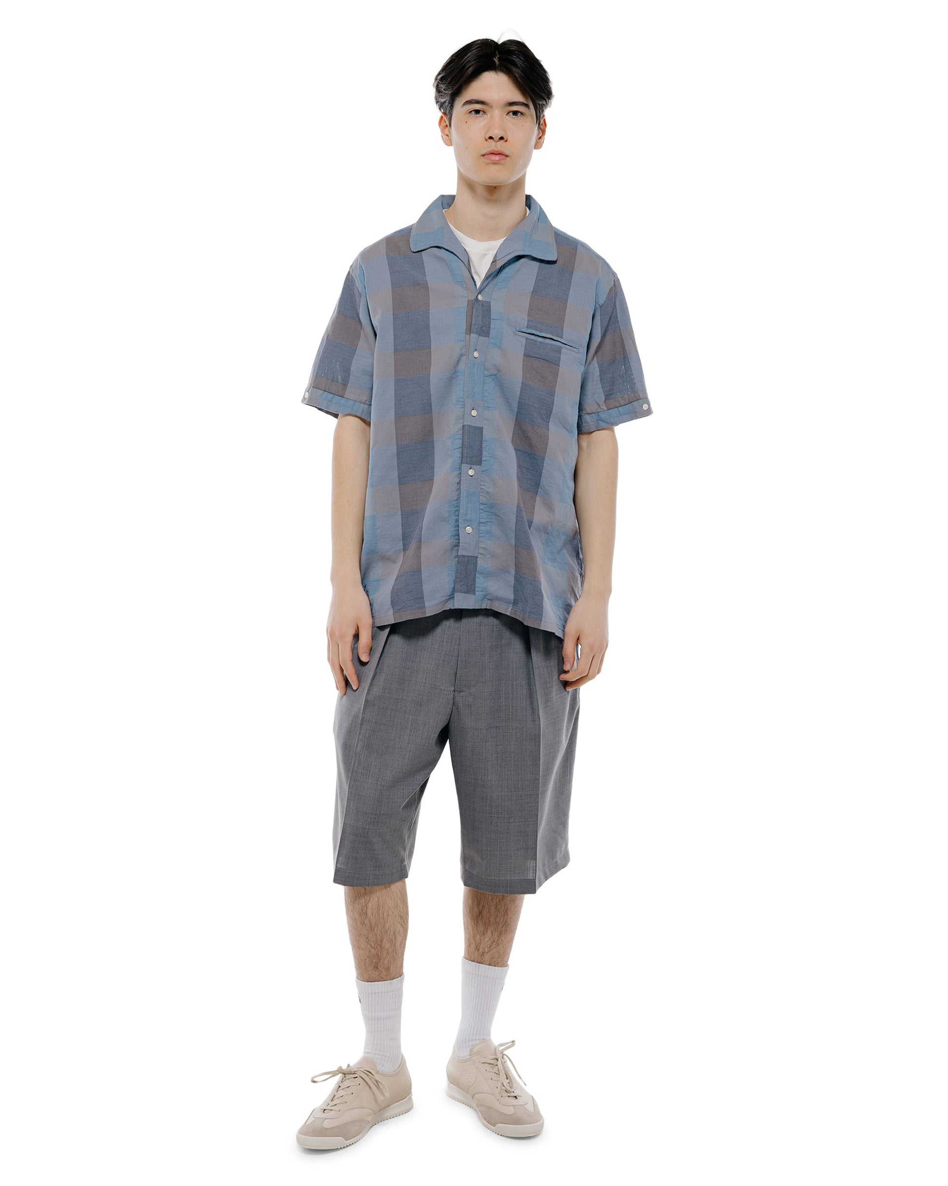 lost & found Beams Plus Beams Plus Italian Collar Indigo Panama Weave Plaid