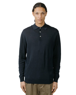 Beams Plus Knit Polo 12G Navy model front
