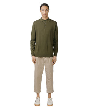 Beams Plus Knit Polo 12G Olive model full
