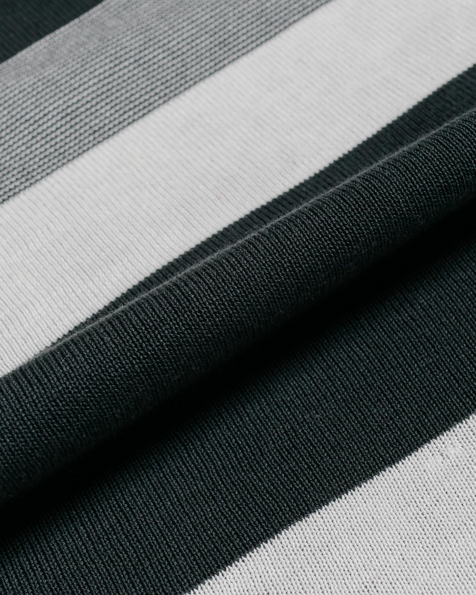 Beams Plus Knit Polo Gradation Stripe 12G Black fabric