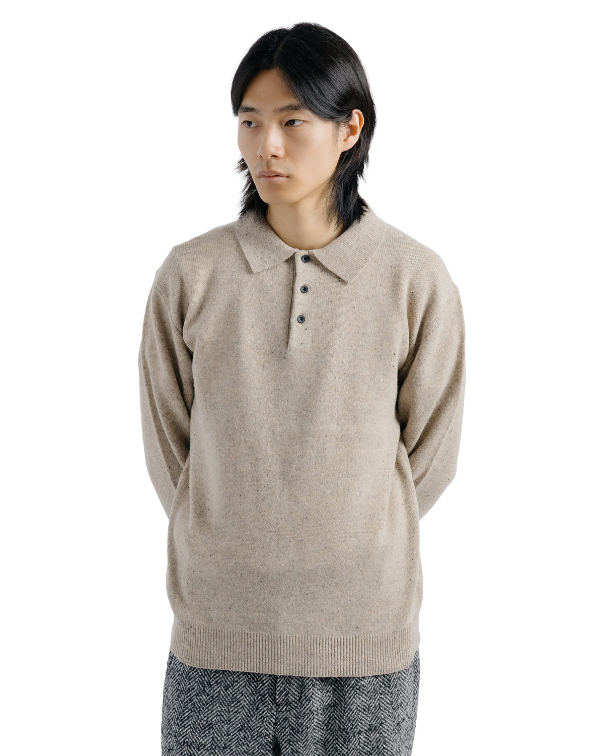 Beams Plus Knit Polo Nep 9G Beige