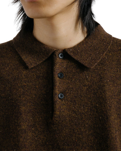 Beams Plus Knit Polo Nep 9G Brown