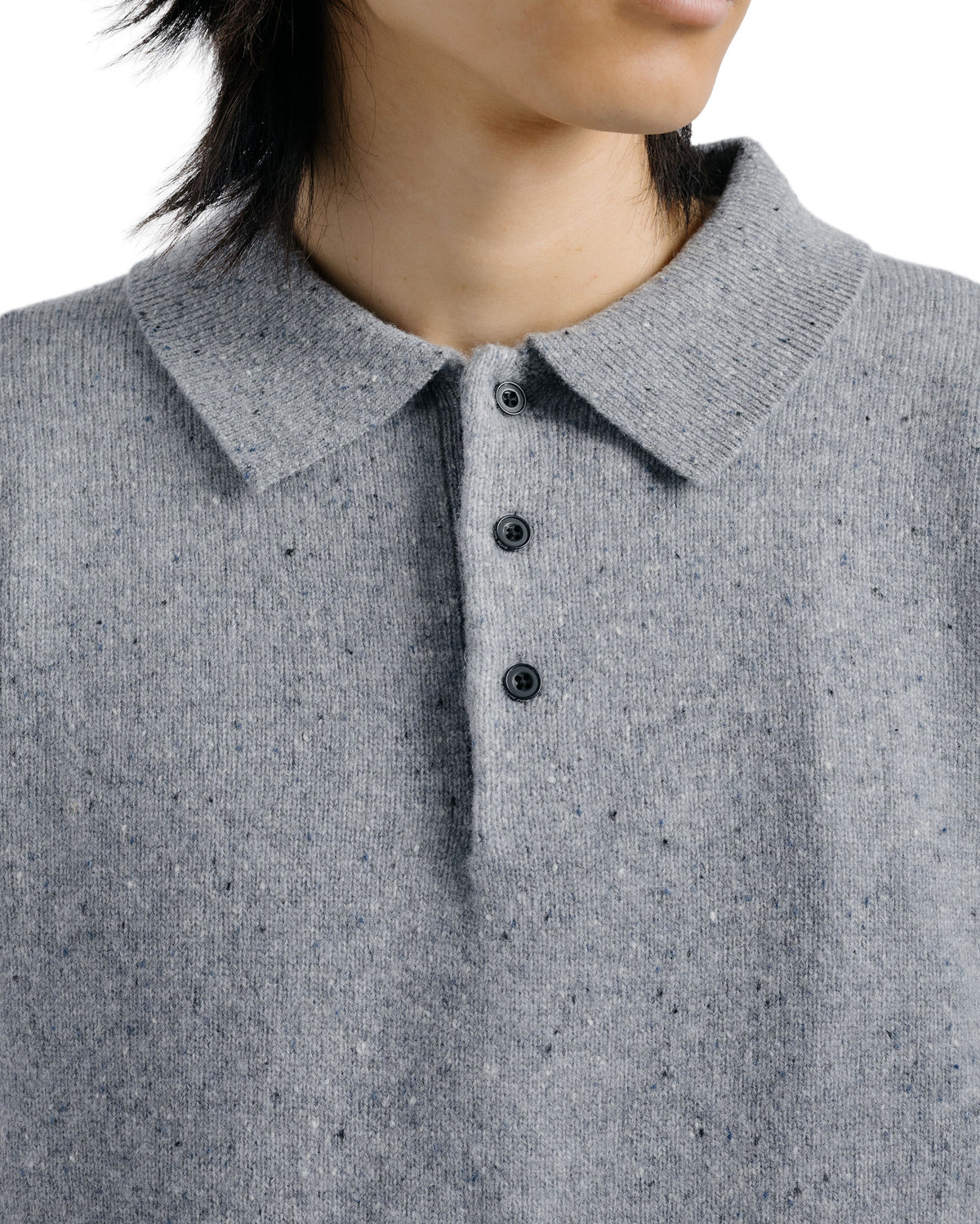 Beams Plus Knit Polo Nep 9G Ice Blue