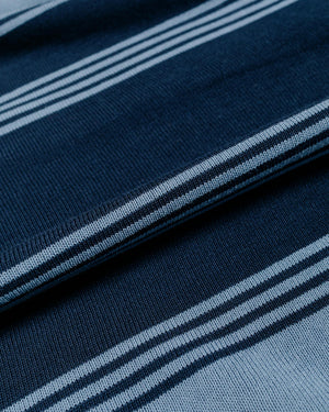 Beams Plus Knit Polo Stripe 12G Blue fabric