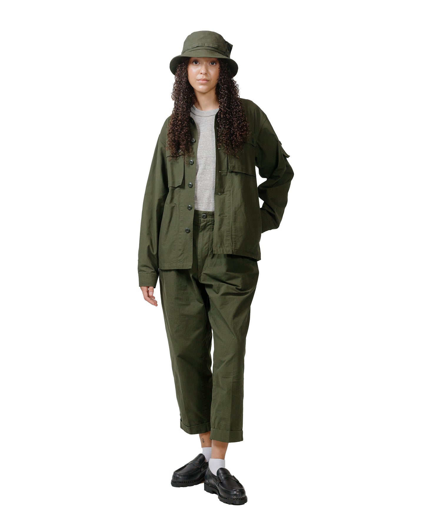 lost & found Beams Plus Beams Plus Lost & Found 2Pleats Cotton Ripstop Olive