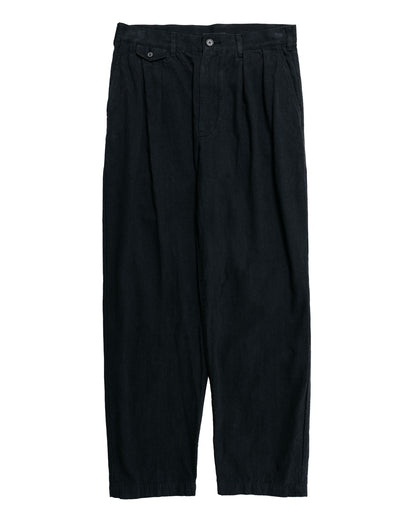Beams Plus Lost & Found 2Pleats Trousers Cotton Linen Black