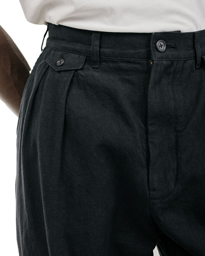 Beams Plus Lost & Found 2Pleats Trousers Cotton Linen Black