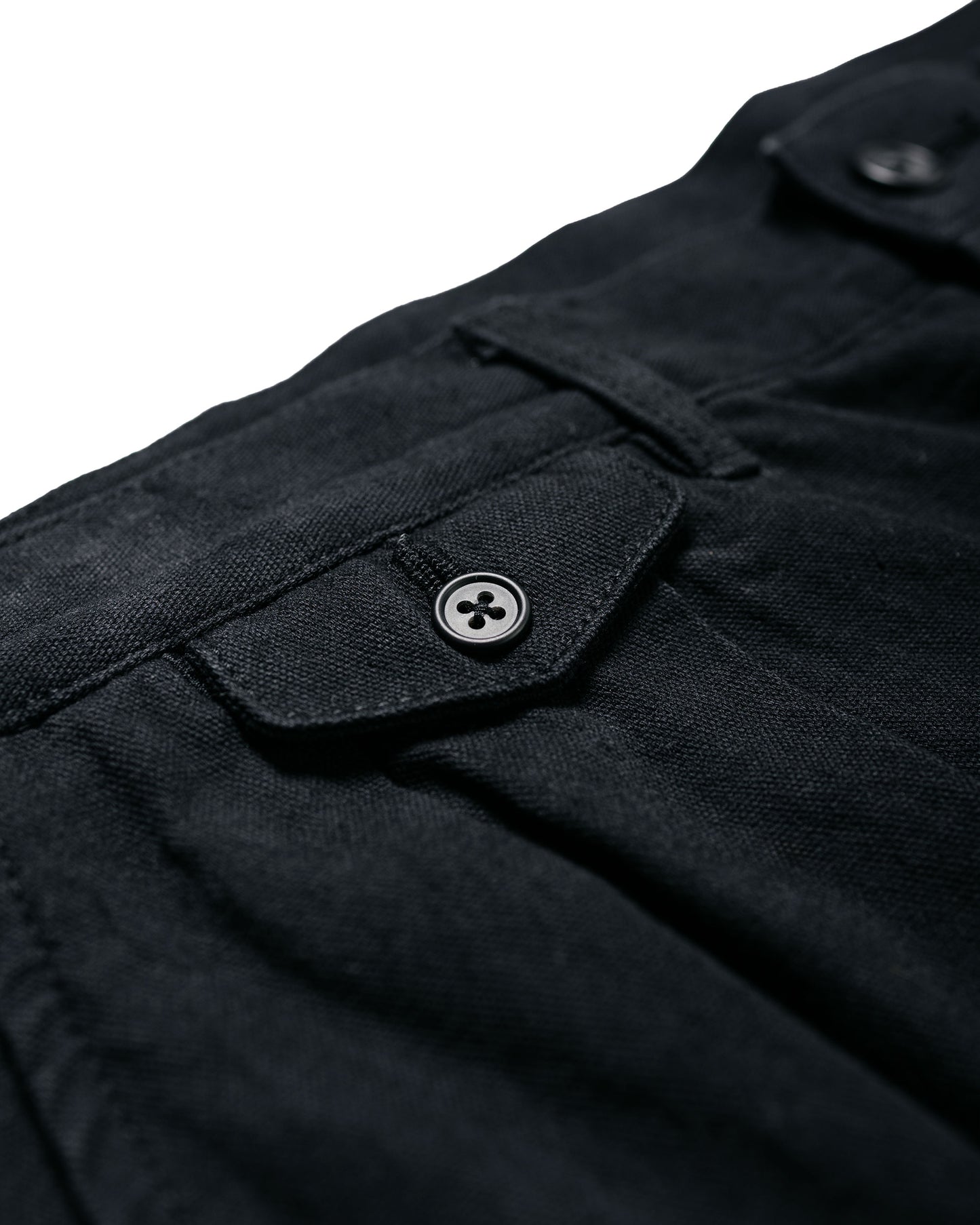 Beams Plus Lost & Found 2Pleats Trousers Cotton Linen Black