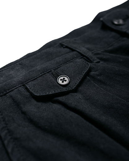 Beams Plus Lost & Found 2Pleats Trousers Cotton Linen Black