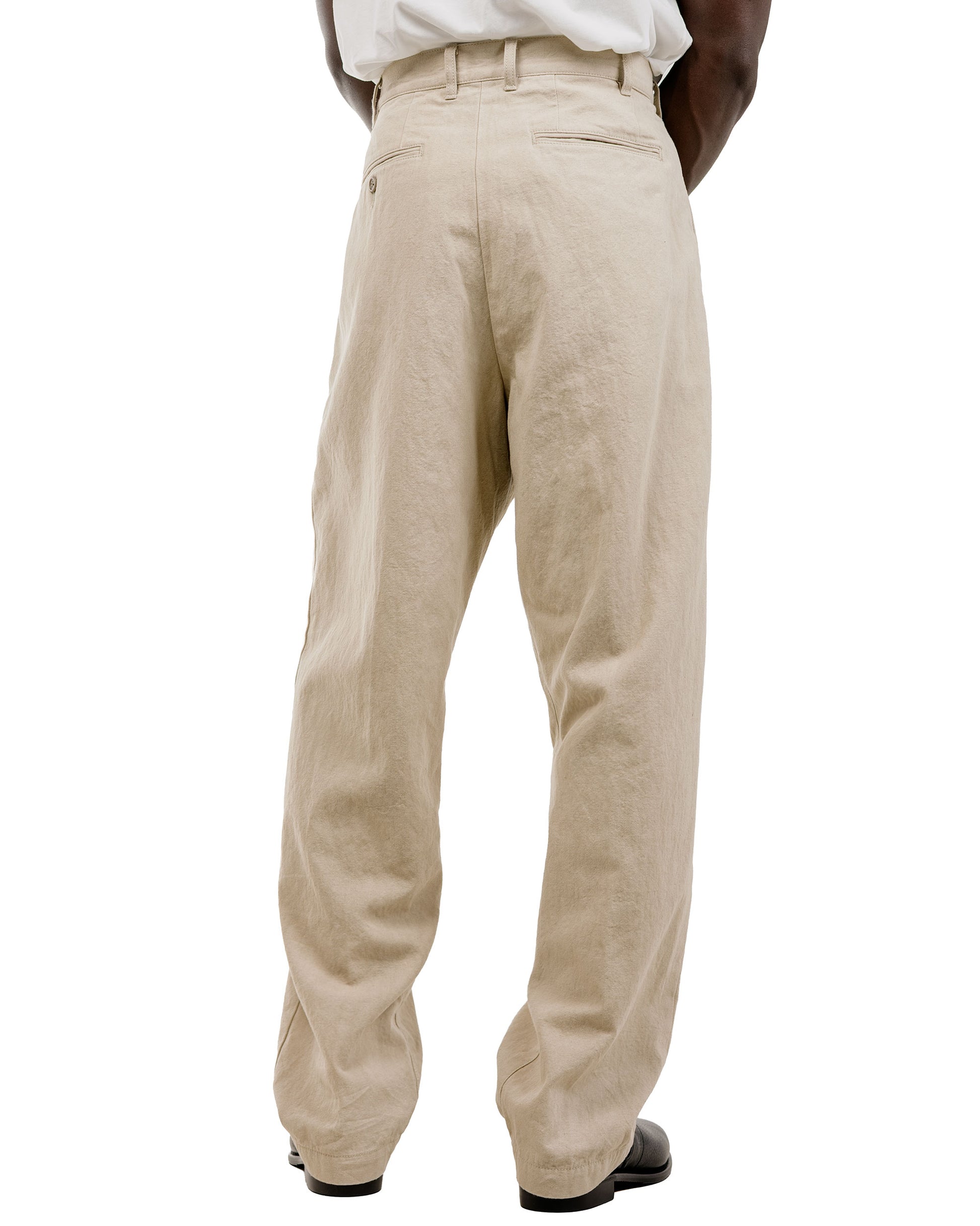 Beams Plus Lost & Found 2Pleats Trousers Cotton Linen Khaki