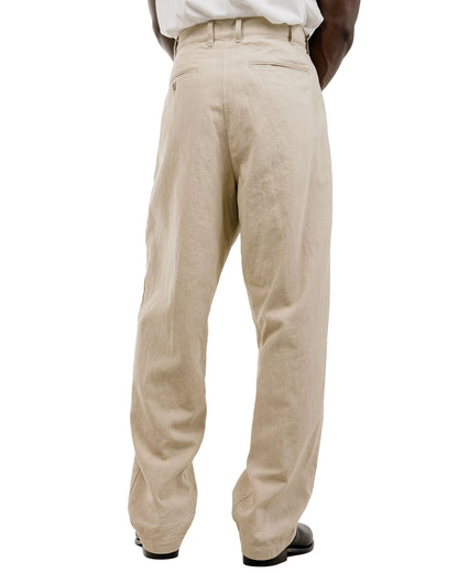 Beams Plus Lost & Found 2Pleats Trousers Cotton Linen Khaki