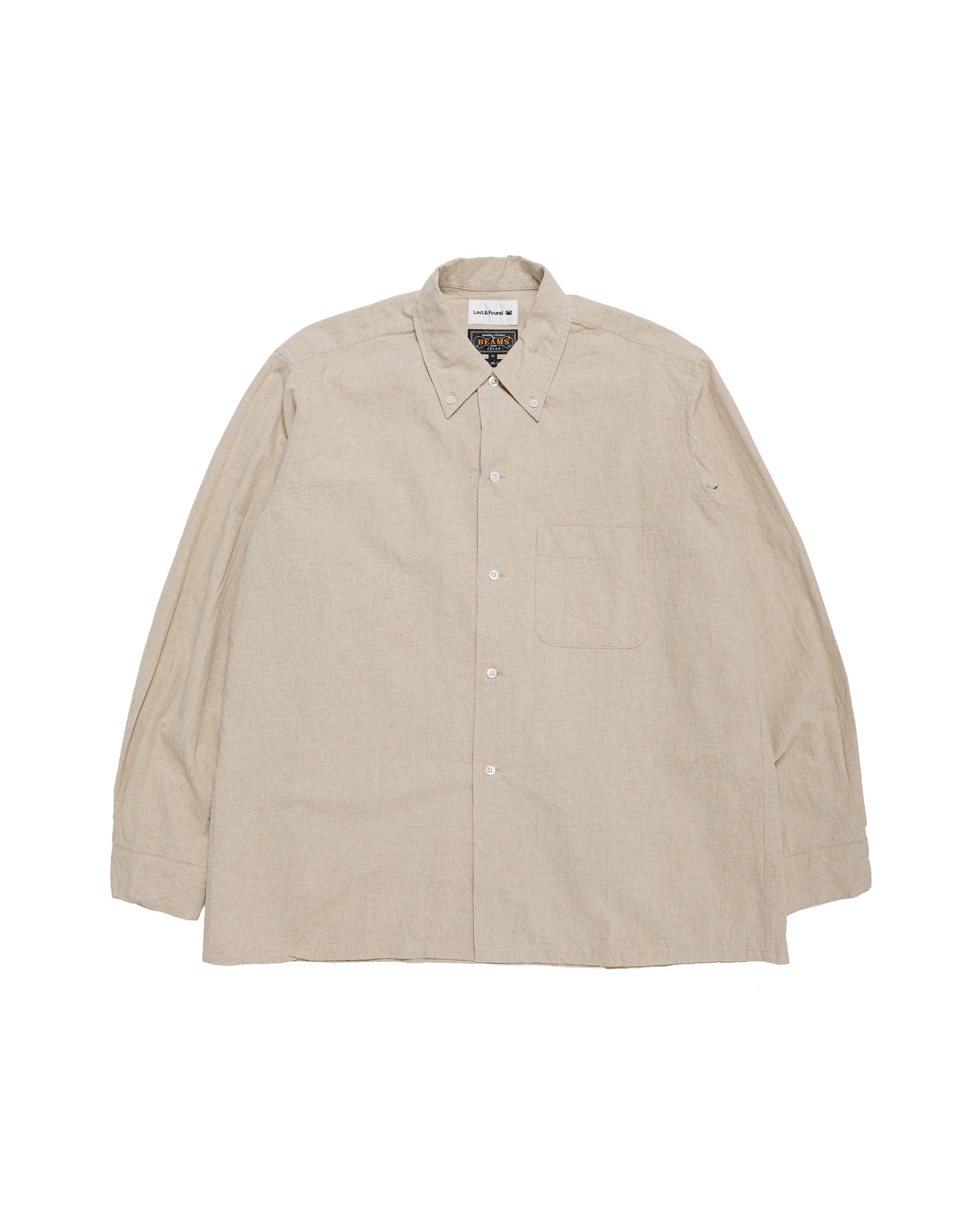 Beams Plus Lost & Found Open B.D. Linen Cotton Beige