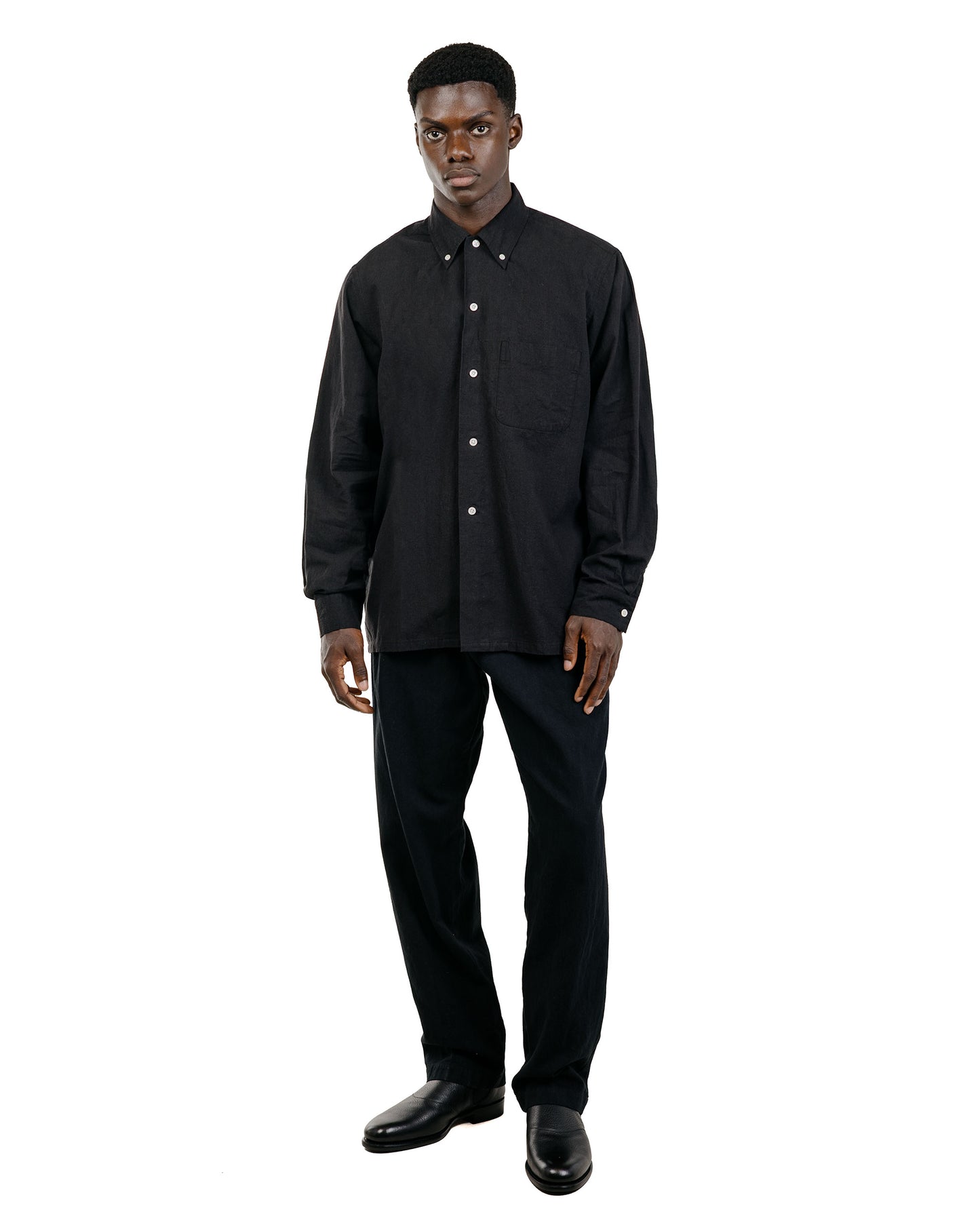 Beams Plus Lost & Found Open B.D. Linen Cotton Black