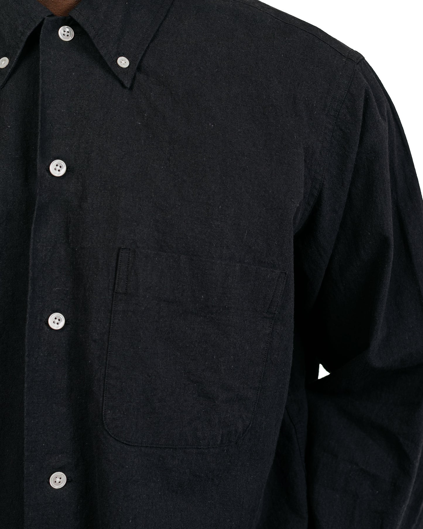 Beams Plus Lost & Found Open B.D. Linen Cotton Black