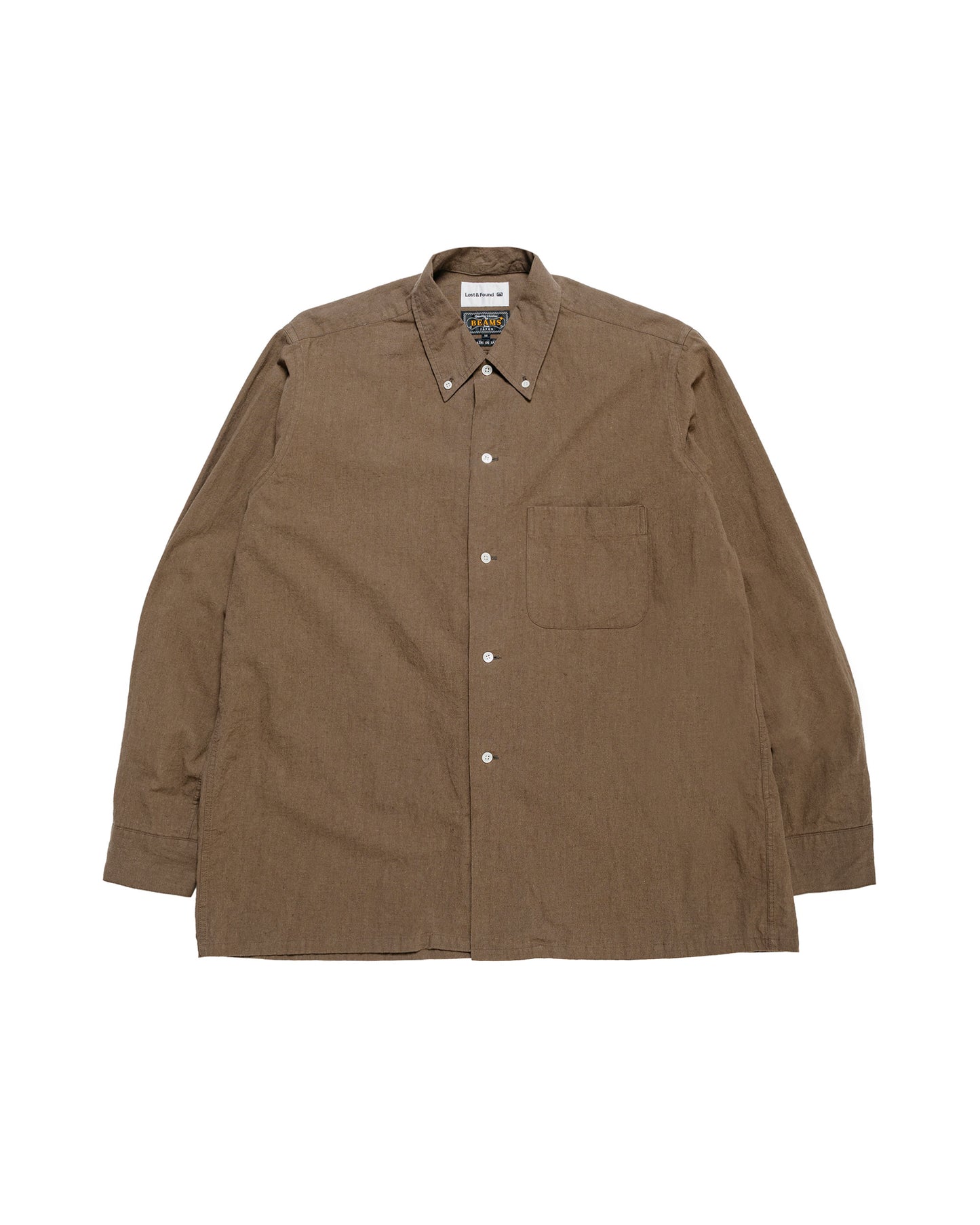Beams Plus Lost & Found Open B.D. Linen Cotton Olive