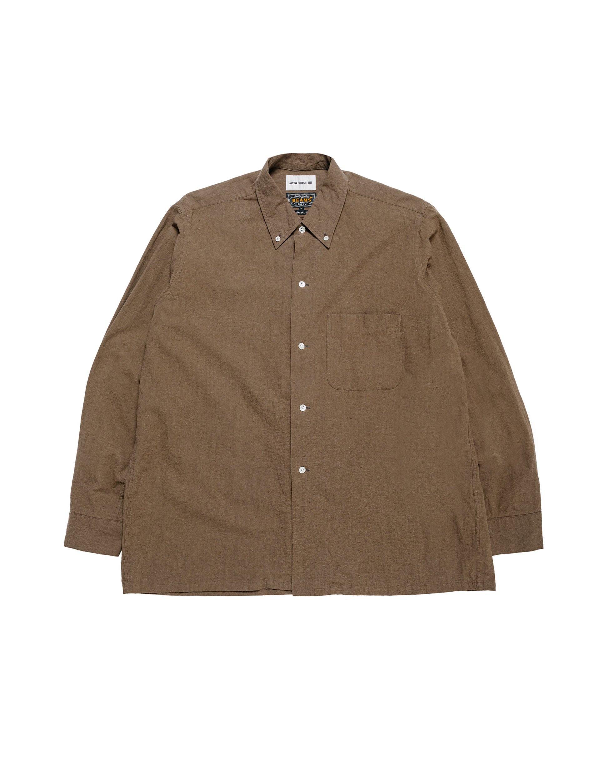 Beams Plus Lost & Found Open B.D. Linen Cotton Olive
