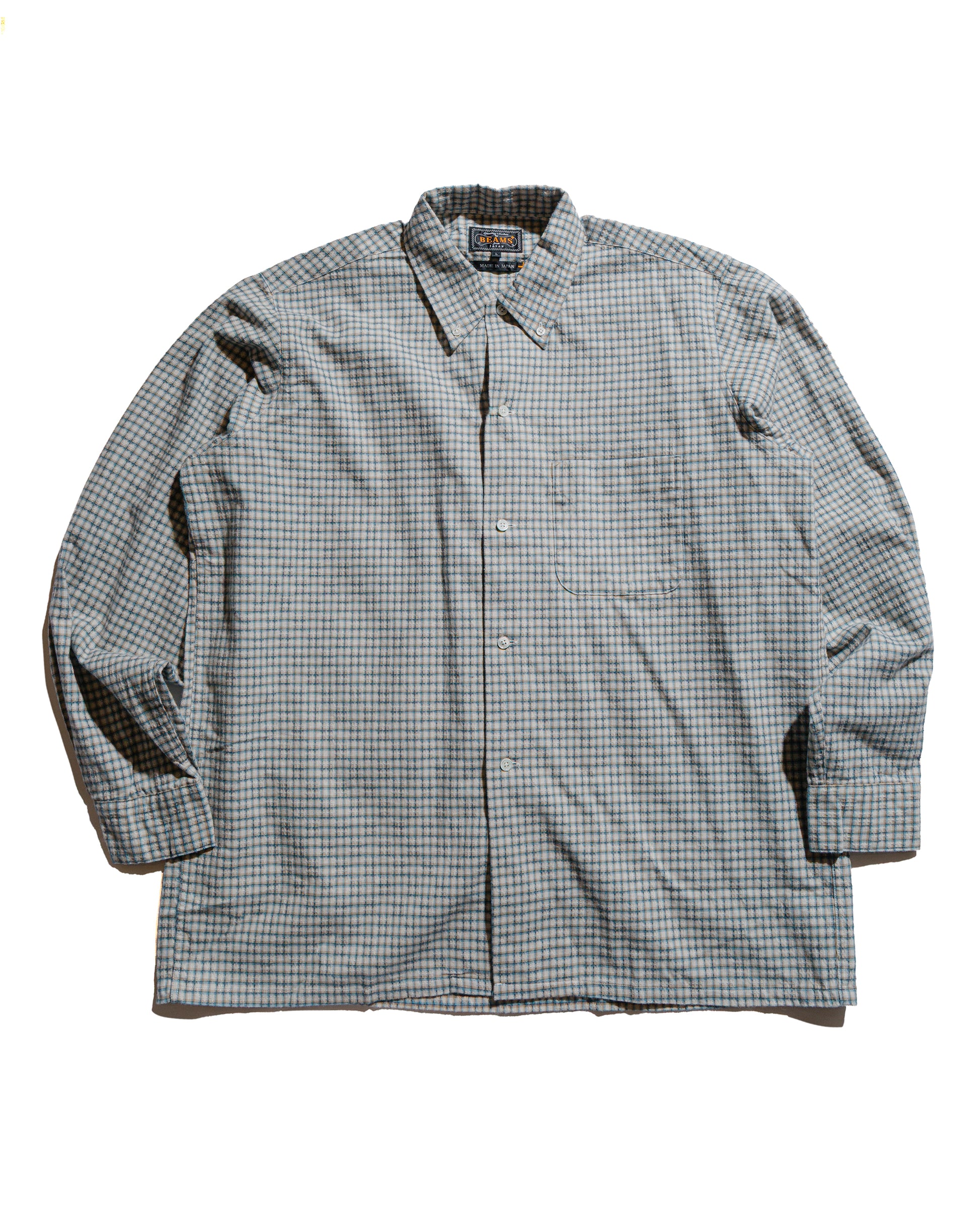 Beams Plus Open B.D. Dobby Plaid White