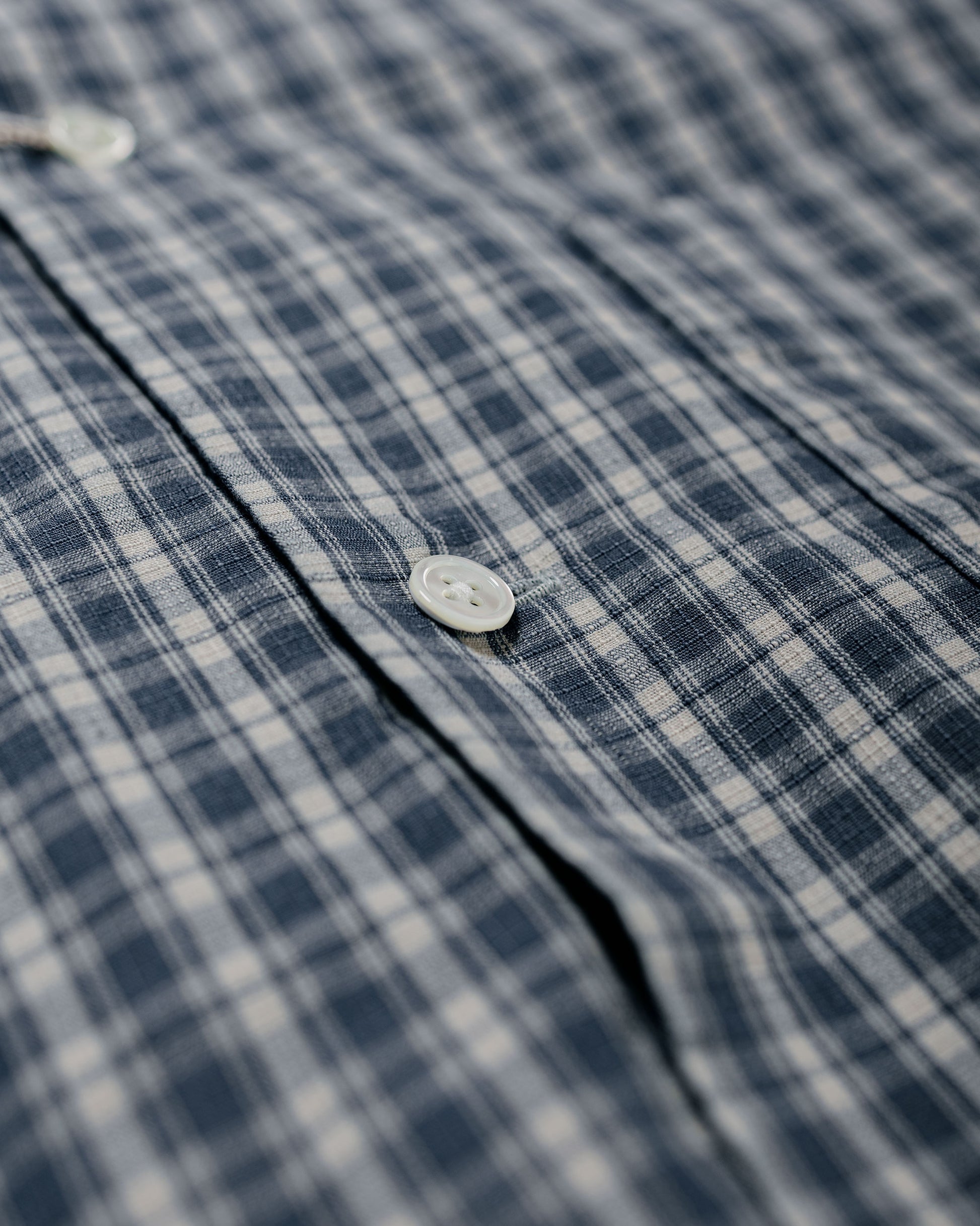 Beams Plus Open B.D. Indigo Dobby Plaid Navy