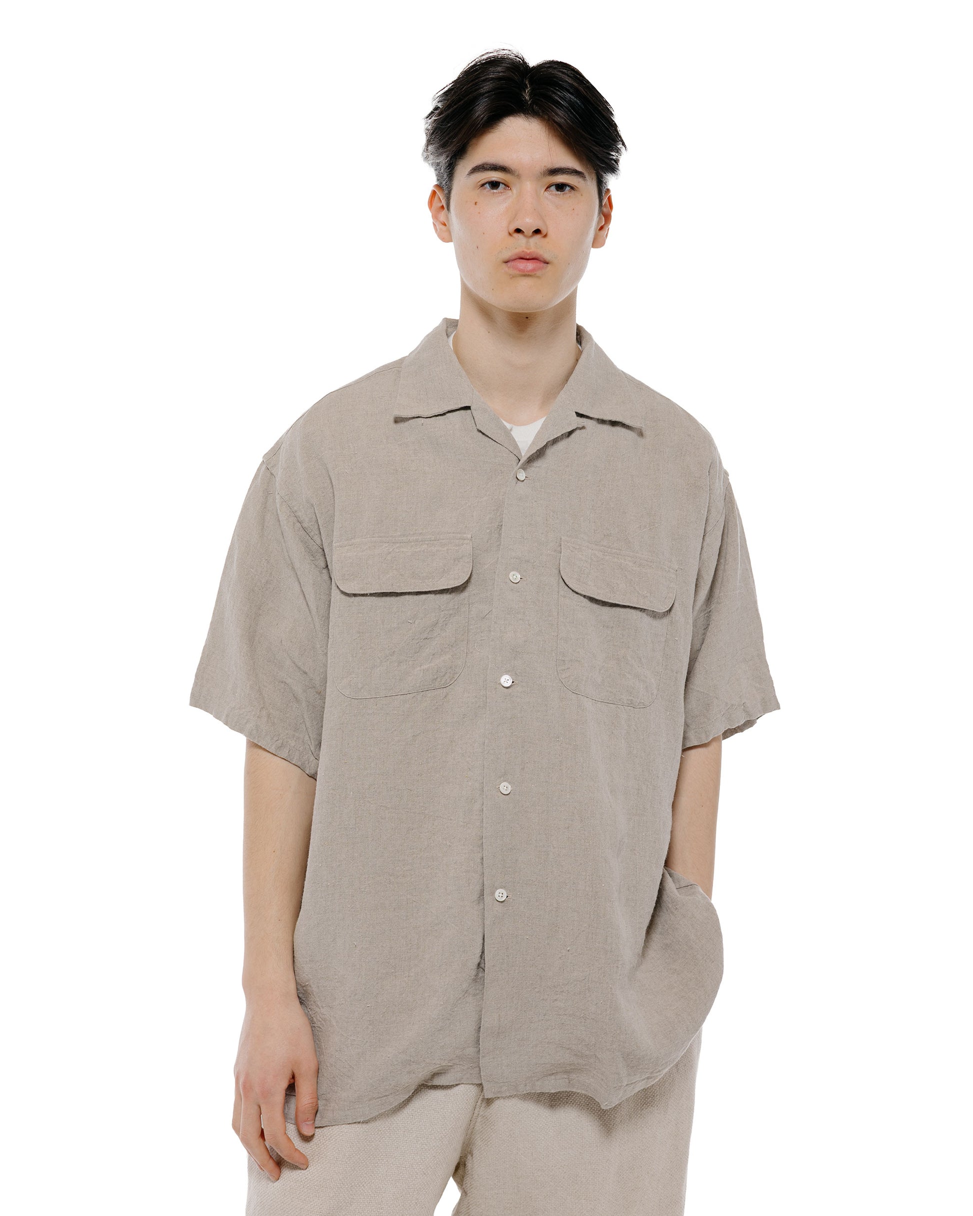 lost & found Beams Plus Beams Plus Open Collar 1/40 Linen Natural