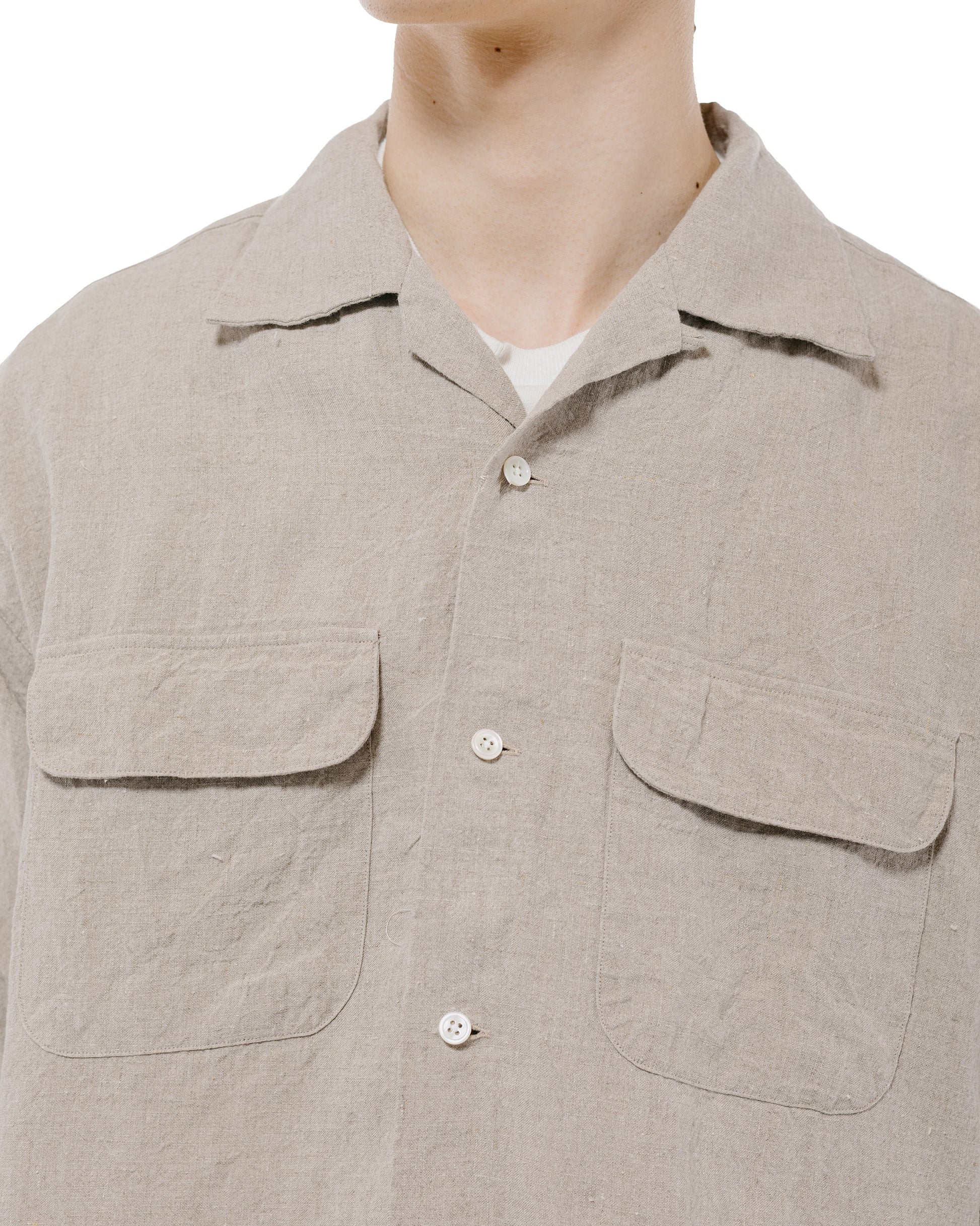 lost & found Beams Plus Beams Plus Open Collar 1/40 Linen Natural