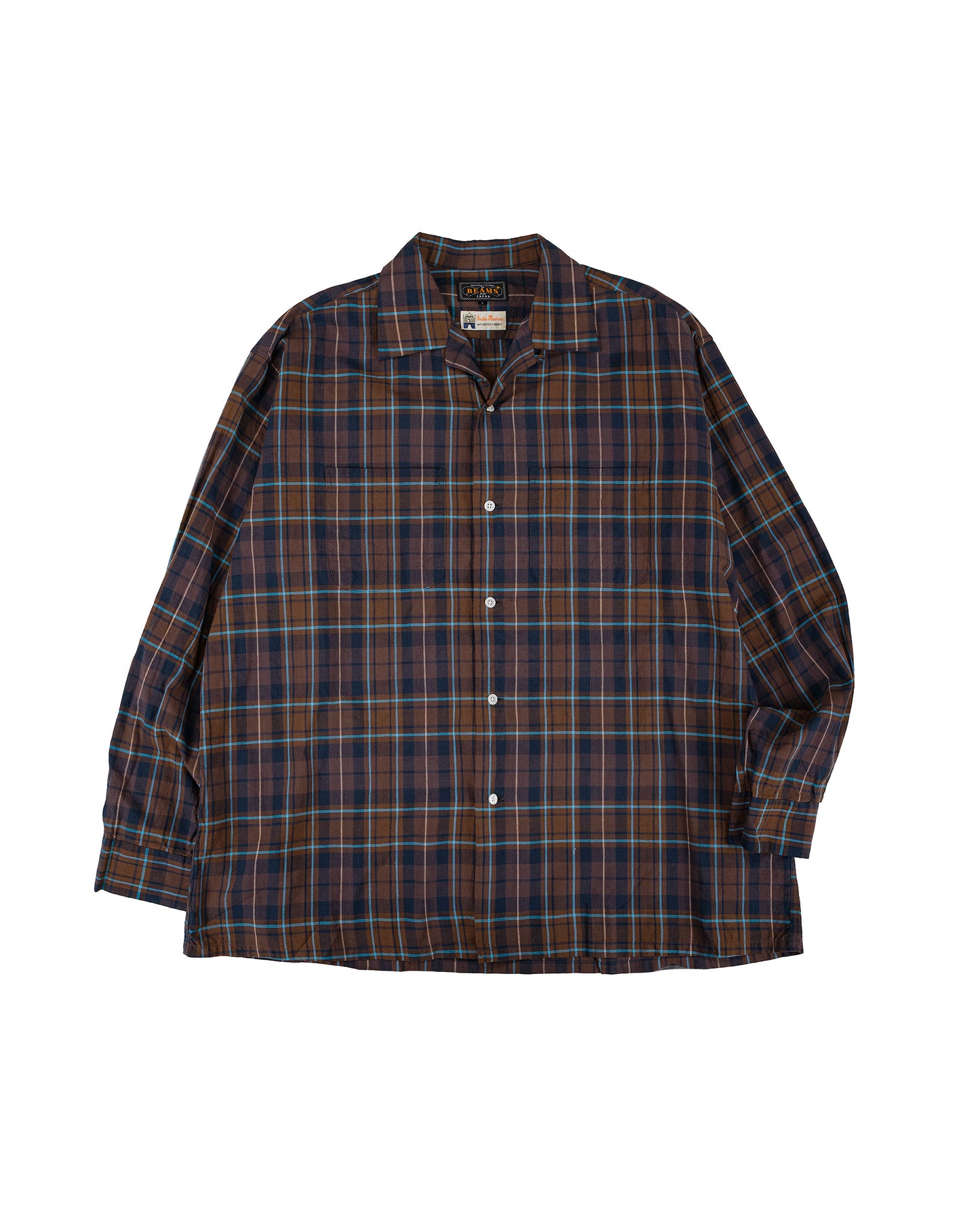 lost & found Beams Plus Beams Plus Open Collar Madras Brown
