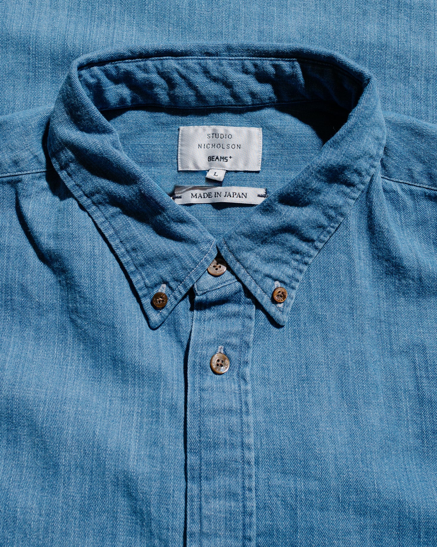 Beams Plus Studio Nicholson Lisa Denim Shirt Faded Wash