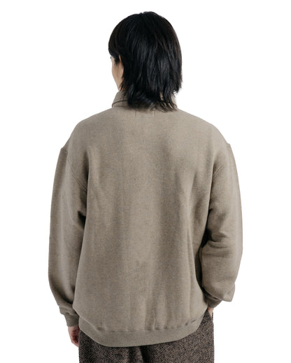 Beams Plus Sweat Half Zip Wool Cotton Beige