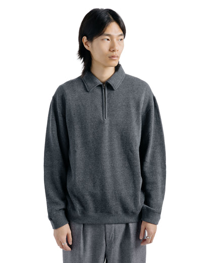 Beams Plus Sweat Half Zip Wool Cotton Charcoal