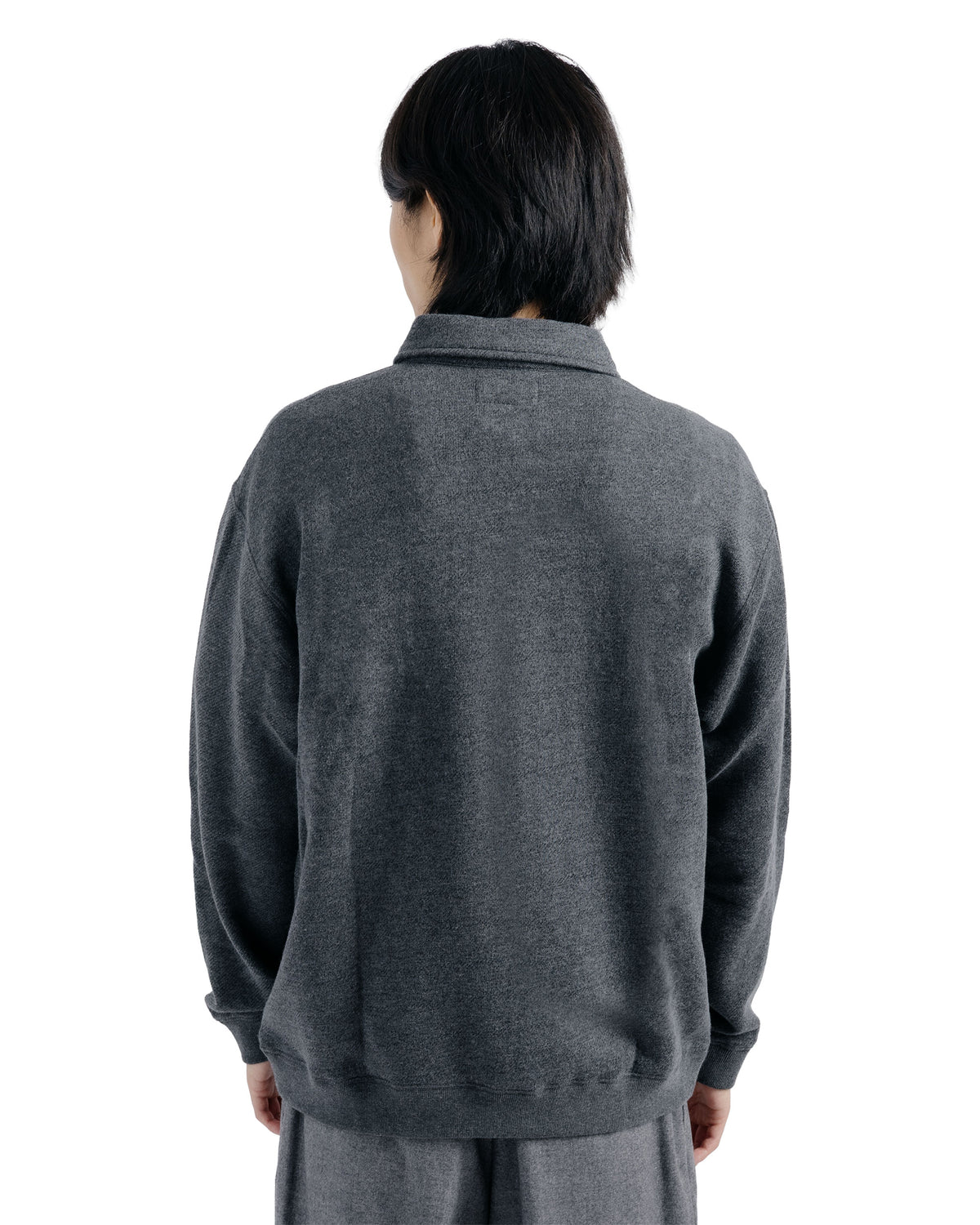 Beams Plus Sweat Half Zip Wool Cotton Charcoal