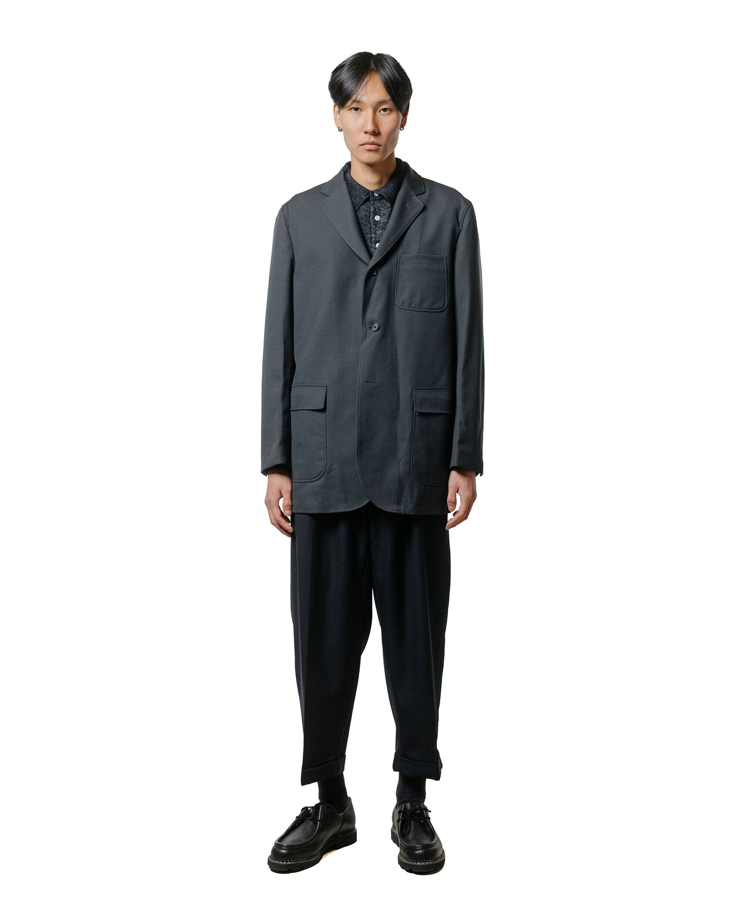 lost & found Beams Plus Beams Plus Knit Polo 9G Wool Silk Shaggy Black