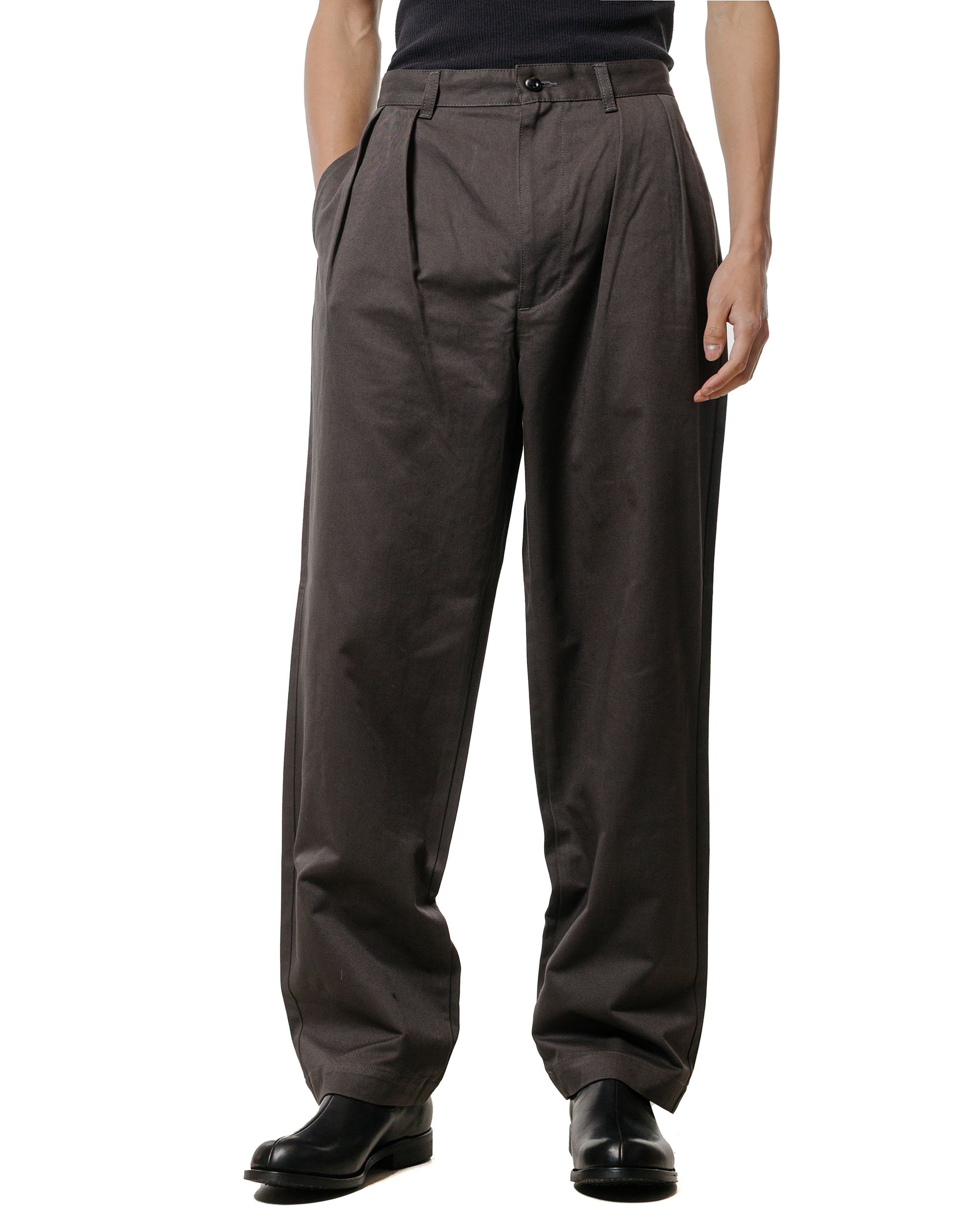 lost & found CIOTA CIOTA 2 Tuck Chino Cloth Pants (Stone Wash) Charcoal Grey