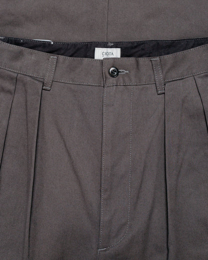 lost & found CIOTA CIOTA 2 Tuck Chino Cloth Pants (Stone Wash) Charcoal Grey