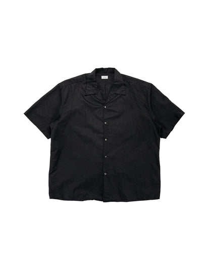 lost & found CIOTA CIOTA Open Collar Short Sleeve Shirt Cotton/Linen Black