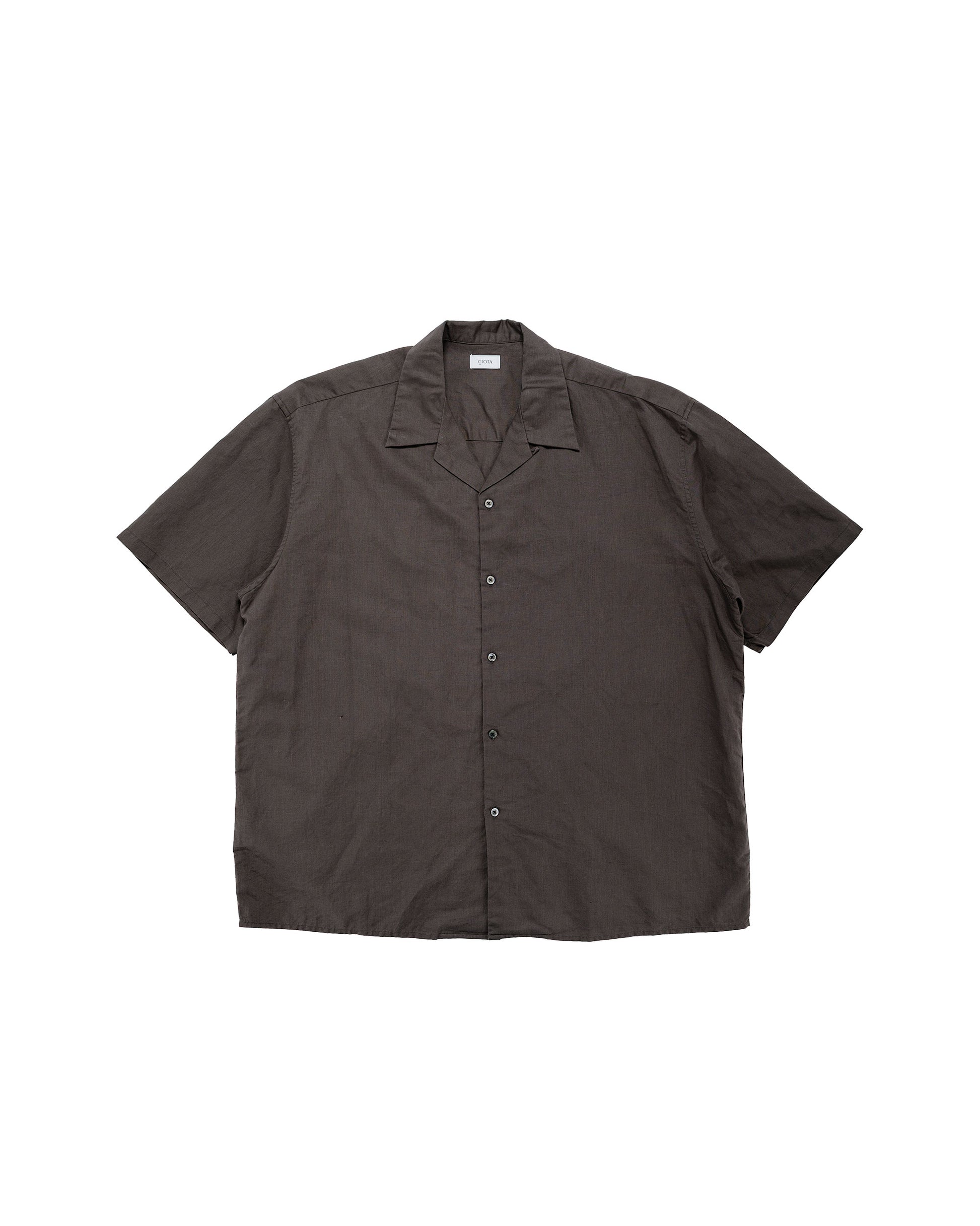lost & found CIOTA CIOTA Open Collar Short Sleeve Shirt Cotton/Linen Charcoal