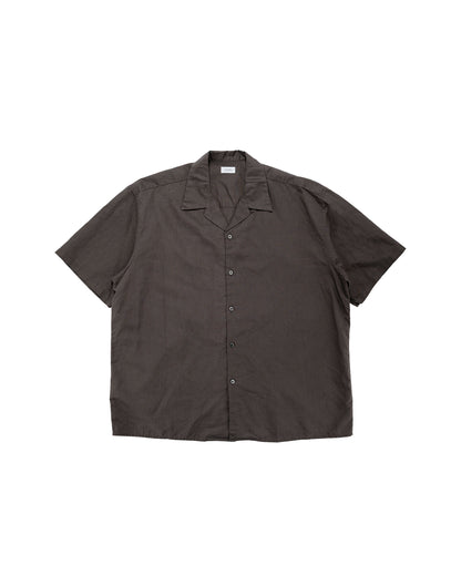 lost & found CIOTA CIOTA Open Collar Short Sleeve Shirt Cotton/Linen Charcoal