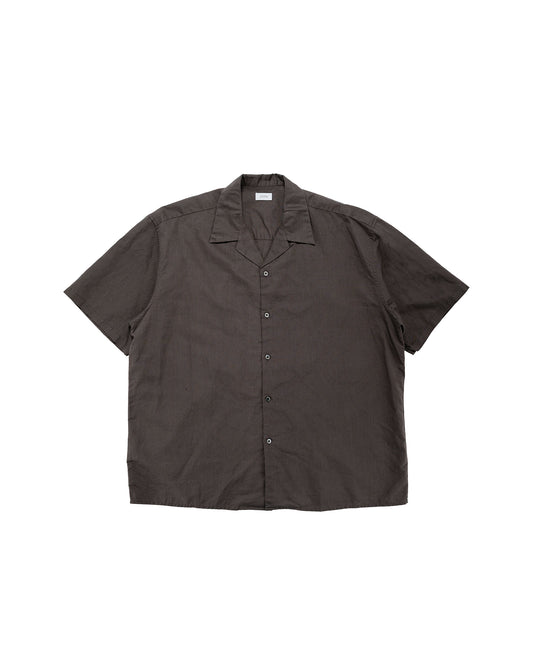 lost & found CIOTA CIOTA Open Collar Short Sleeve Shirt Cotton/Linen Charcoal