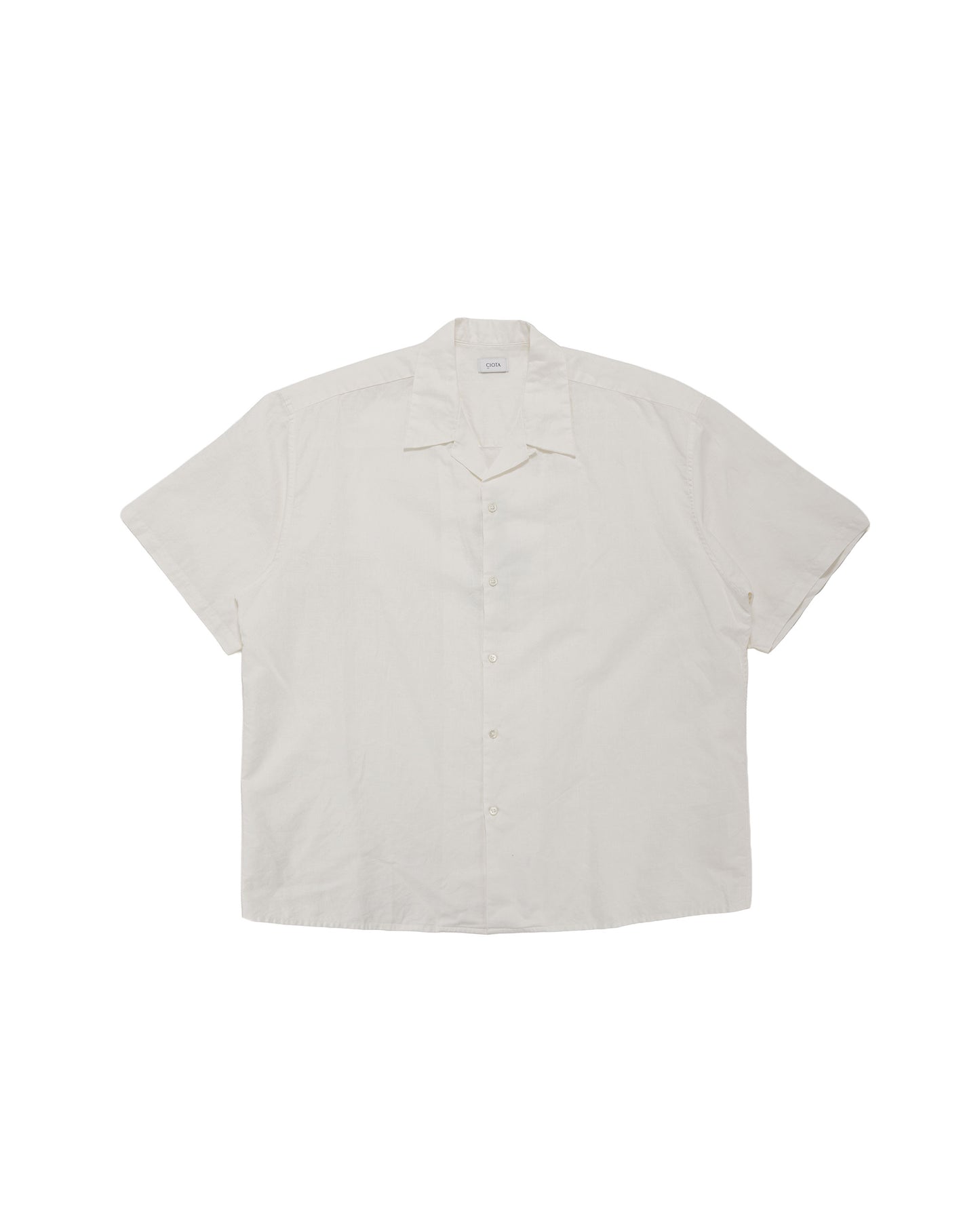 lost & found CIOTA CIOTA Open Collar Short Sleeve Shirt Cotton/Linen Off White
