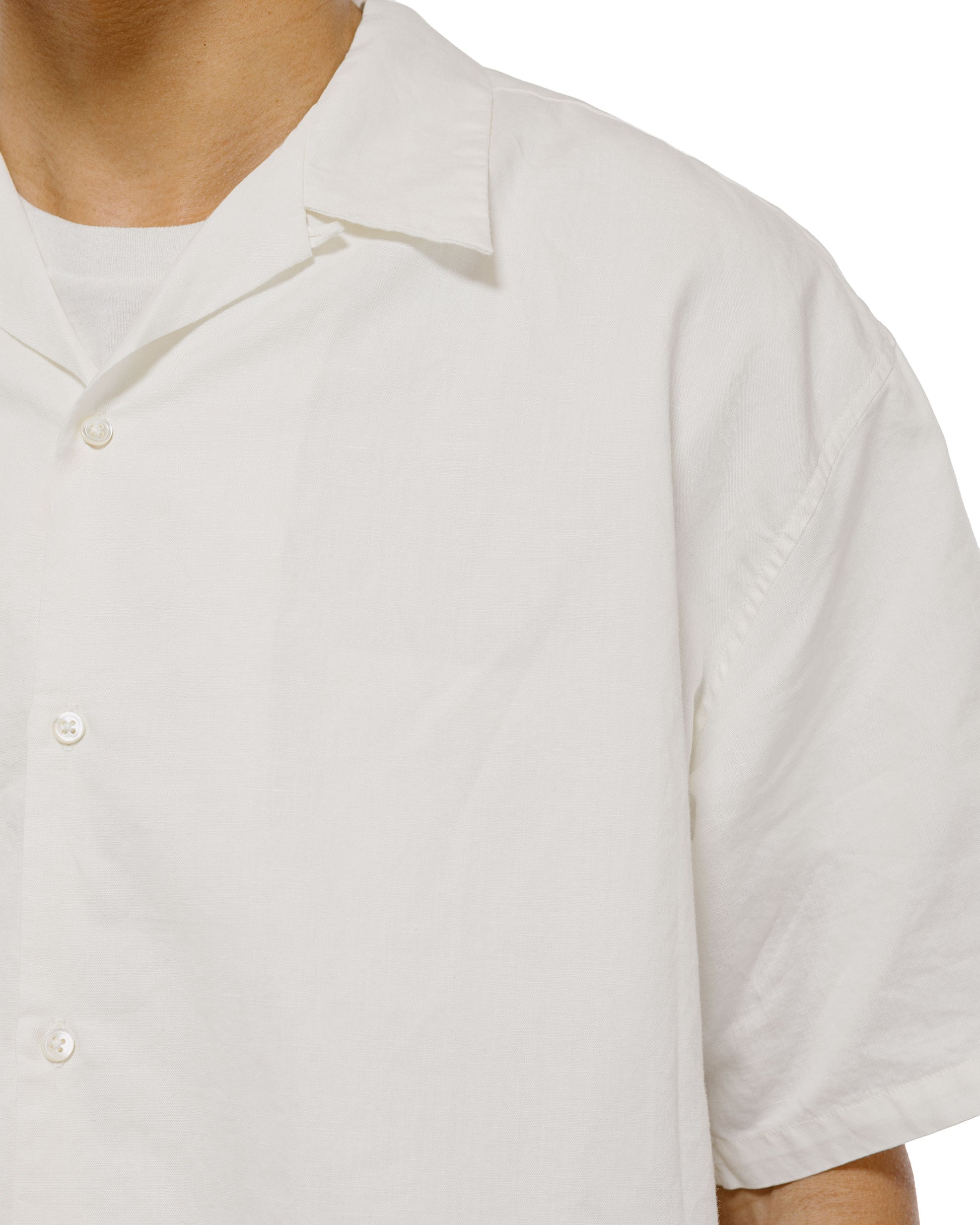 lost & found CIOTA CIOTA Open Collar Short Sleeve Shirt Cotton/Linen Off White