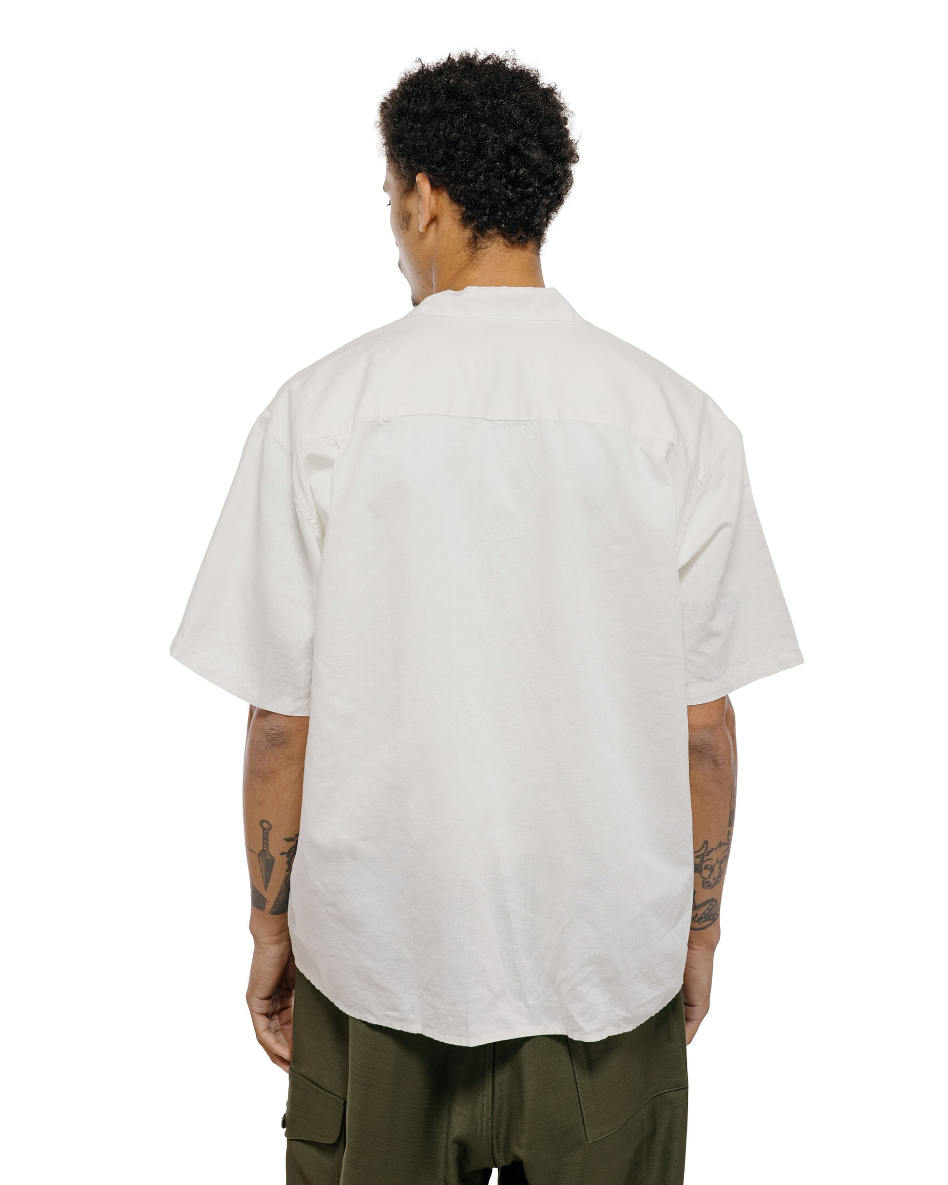 lost & found CIOTA CIOTA Open Collar Short Sleeve Shirt Cotton/Linen Off White