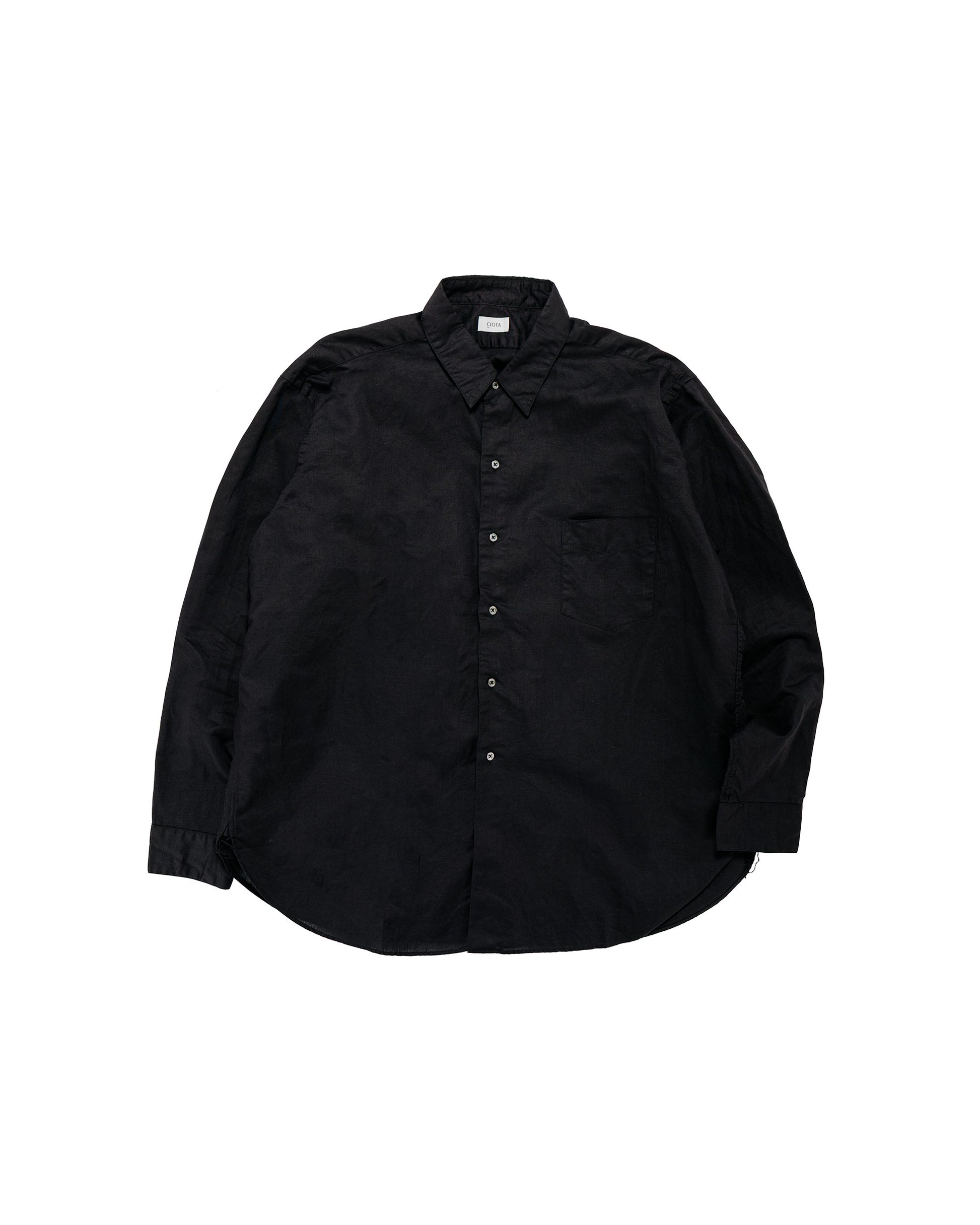 CIOTA Regular Collar Shirt CottonLinen Black