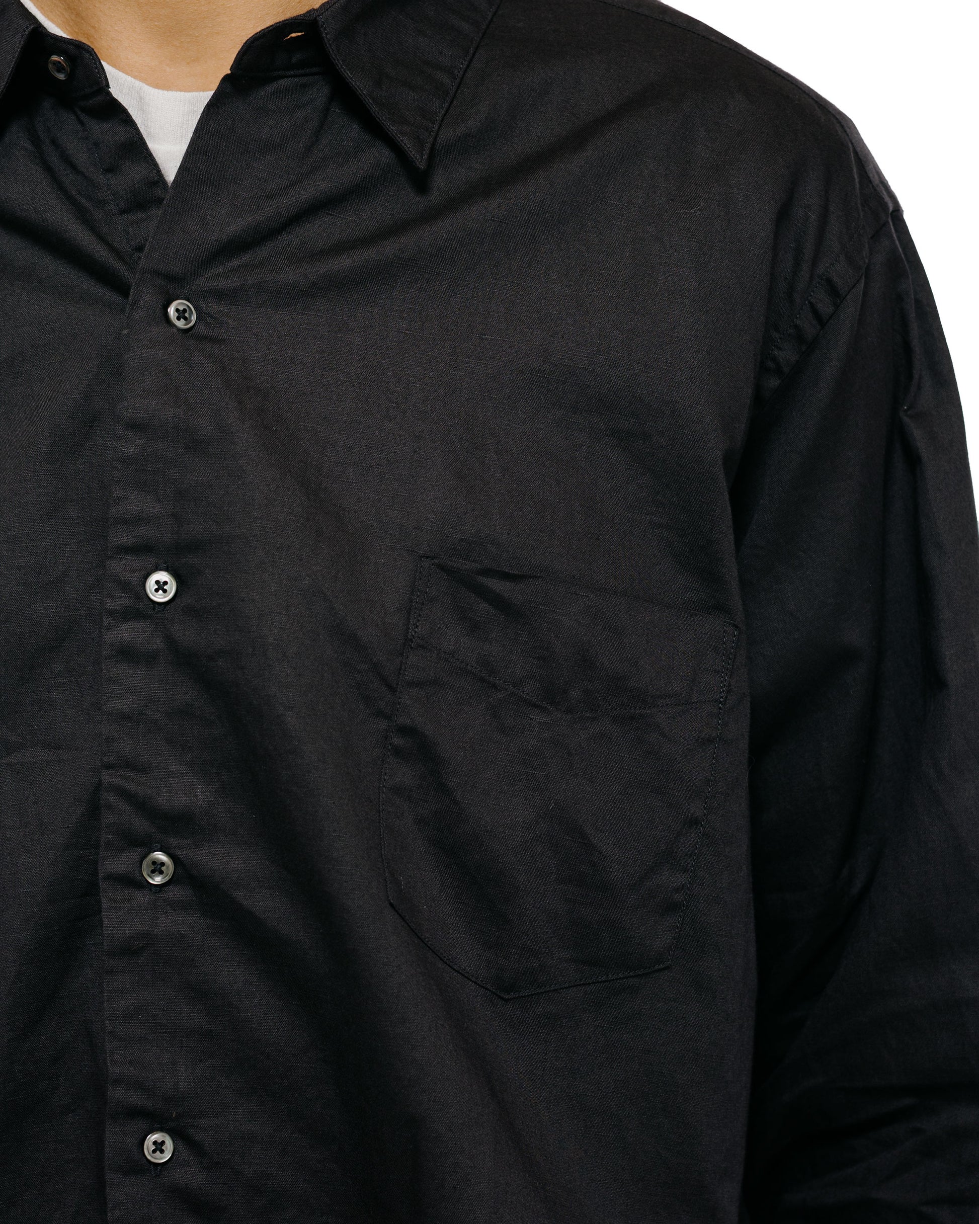 CIOTA Regular Collar Shirt Cotton/Linen Black