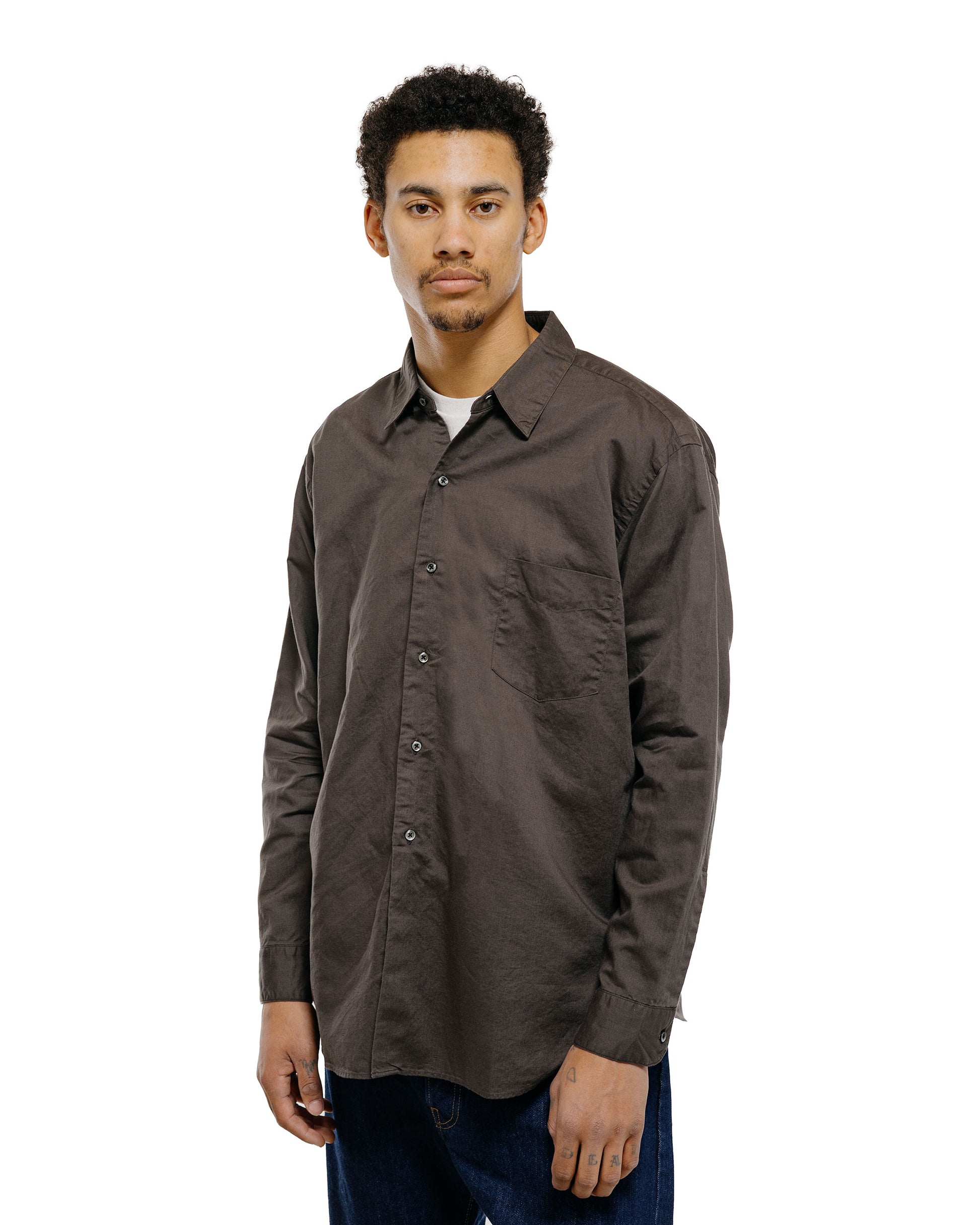CIOTA Regular Collar Shirt Cotton/Linen Charcoal Gray