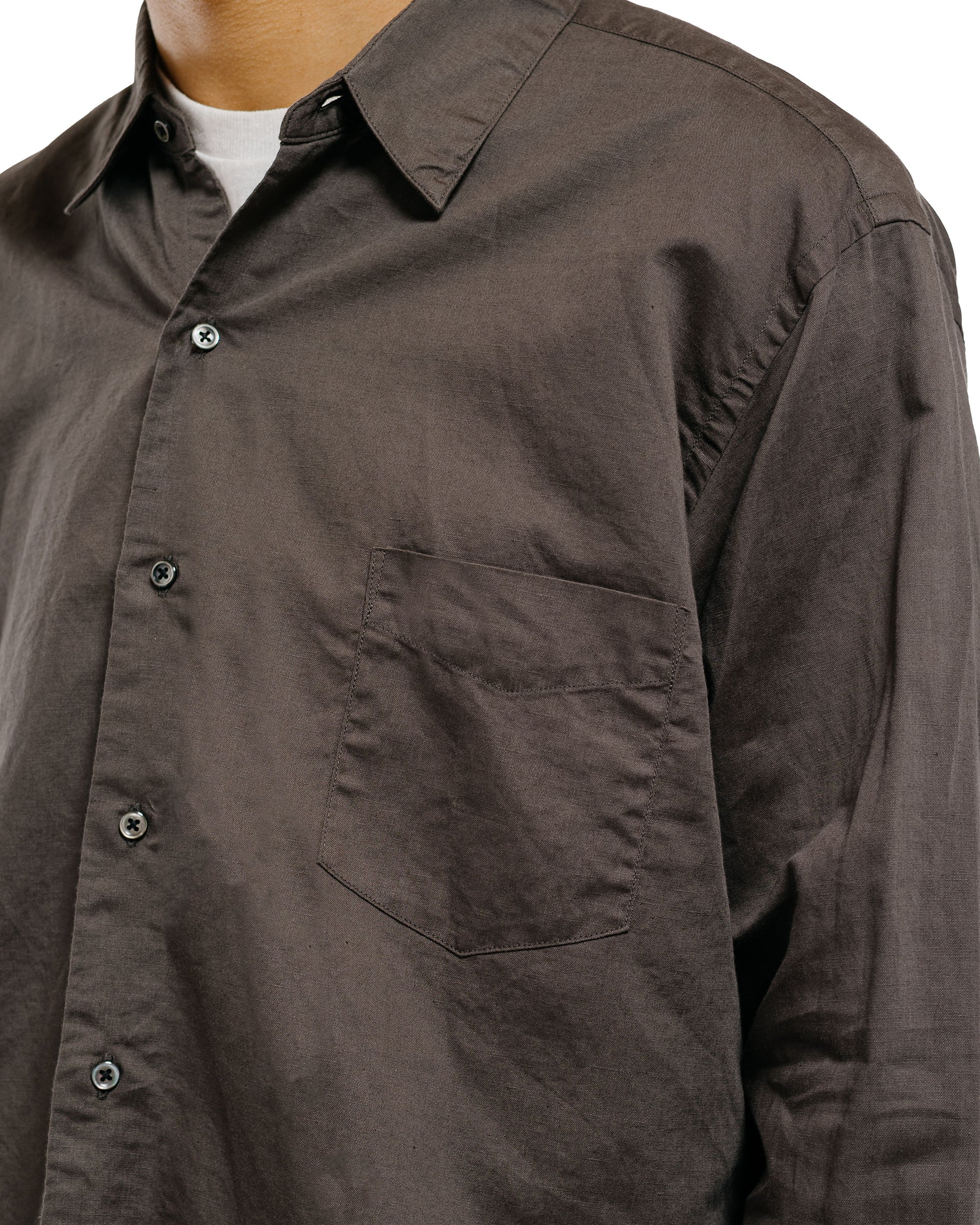 CIOTA Regular Collar Shirt Cotton/Linen Charcoal Gray