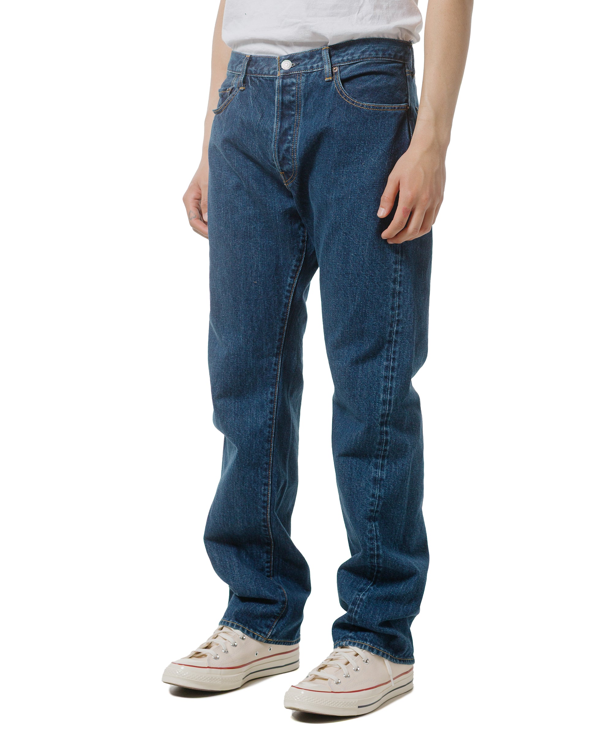 lost & found CIOTA CIOTA Straight 5 Pocket Pants (Real Indigo) Dark Blue Damage