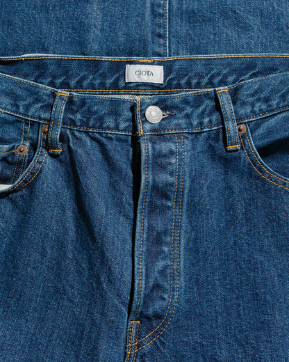 lost & found CIOTA CIOTA Straight 5 Pocket Pants (Real Indigo) Dark Blue Damage