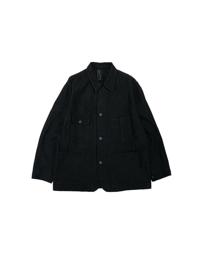 lost & found Cohérence Cohérence Jackson Linen/Cotton Chevron Jacket Black