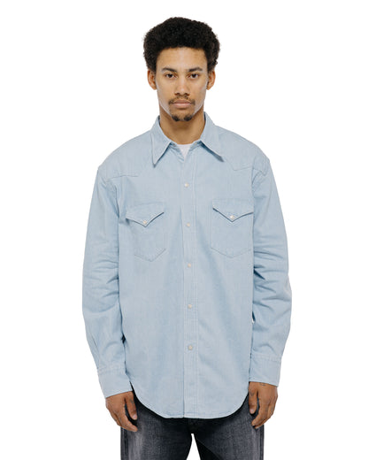 lost & found Cohérence Cohérence Abiquiu 10oz Logger Selvedge Denim Shirt Aqua Blue