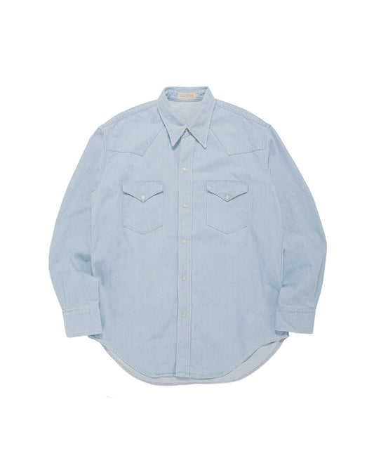 lost & found Cohérence Cohérence Abiquiu 10oz Logger Selvedge Denim Shirt Aqua Blue