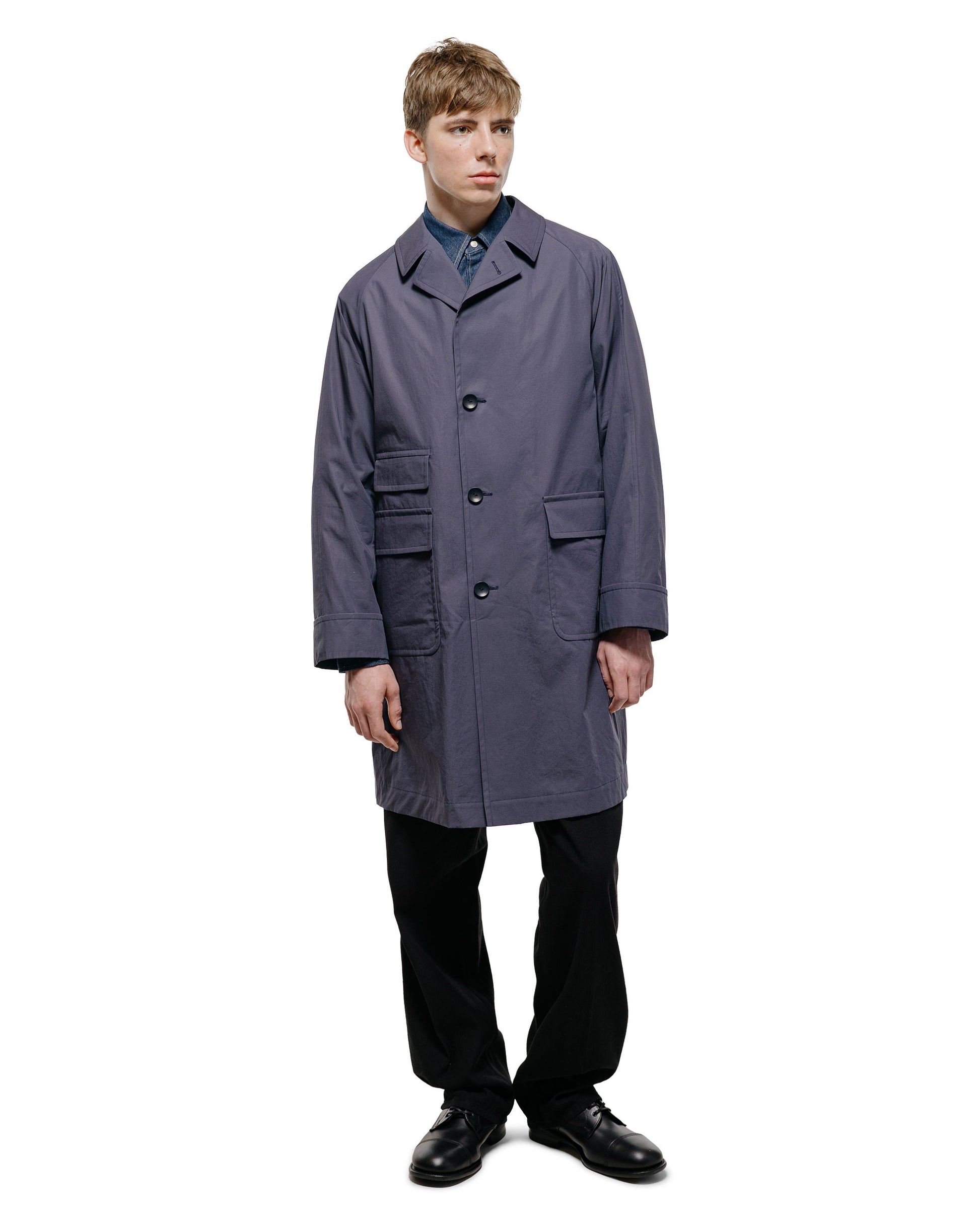 lost & found Cohérence Cohérence Corb II Weather Resistant Cotton Light Over Coat Slate Blue